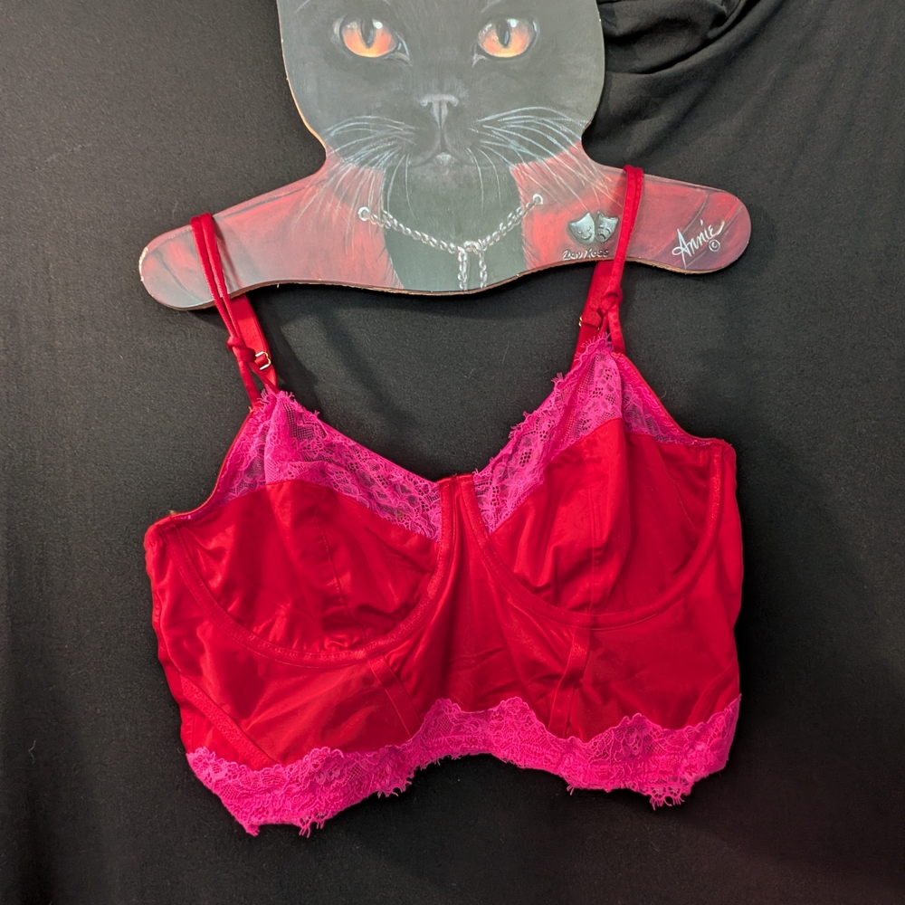 Auden Red and Pink Lace Bralette